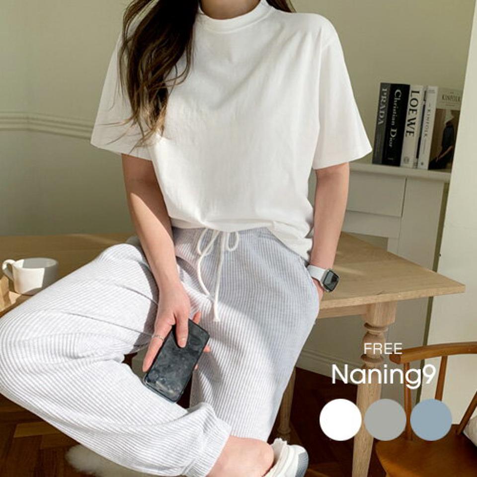 NANING9(ナンニング)ベーシックラウンドネック半袖Tシャツ【2/19up_go】韓国 韓国ファッション レディース 人気 大人カジュアル トップス Tシャツ 【5】