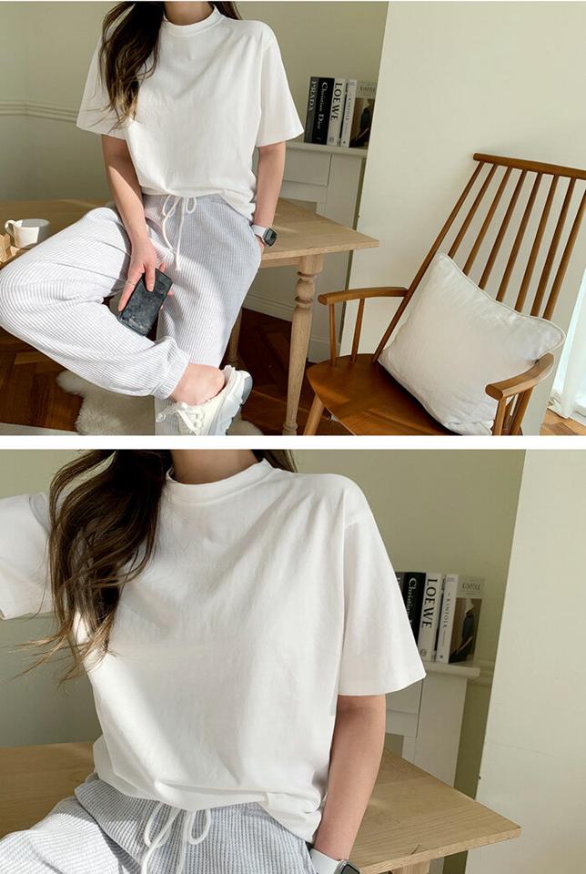 NANING9(ナンニング)ベーシックラウンドネック半袖Tシャツ【2/19up_go】韓国 韓国ファッション レディース 人気 大人カジュアル トップス Tシャツ 【5】