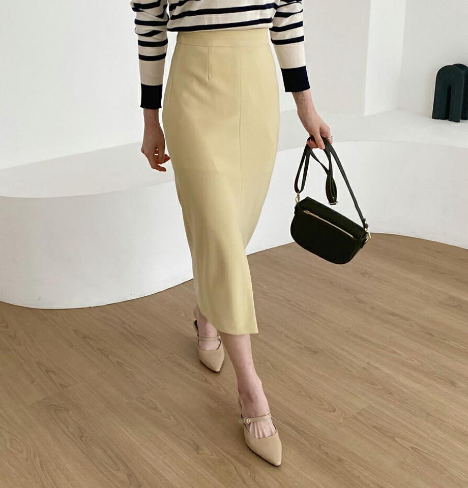 シークレットゴムスカート・全4色・t62907 レディース 【sk】【韓国 ファッション ボトムス スカート ロング ロングスカート Hライン ファスナー ナチュラル スリット ボリューム カジュアル 体型カバー フェミニン デイリー 秋 冬】