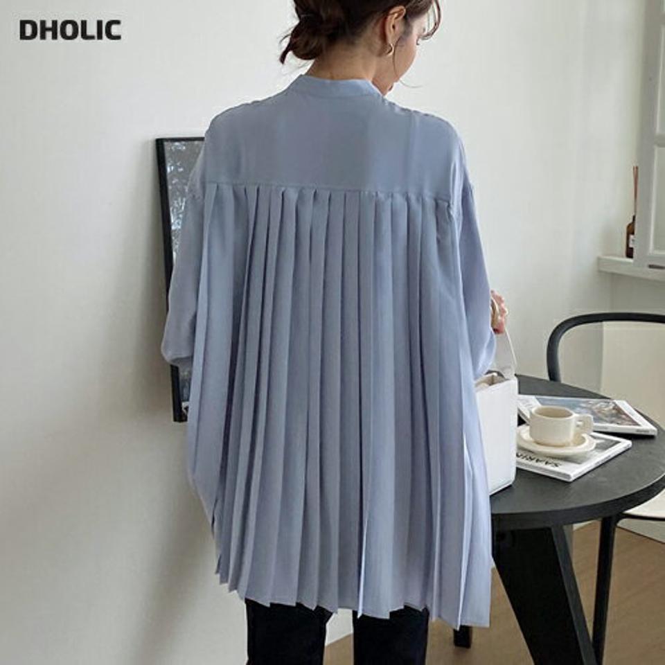 カラーバックプリーツブラウス・全3色・t67048 レディース 【tops】【トップス ブラウス 長袖 プリーツ バックプリーツ バックシャン バックコンシャス 単色 シンプル 大人 きれいめ 秋 冬 韓国 ファッション】【ハイホリHIHOLLI】