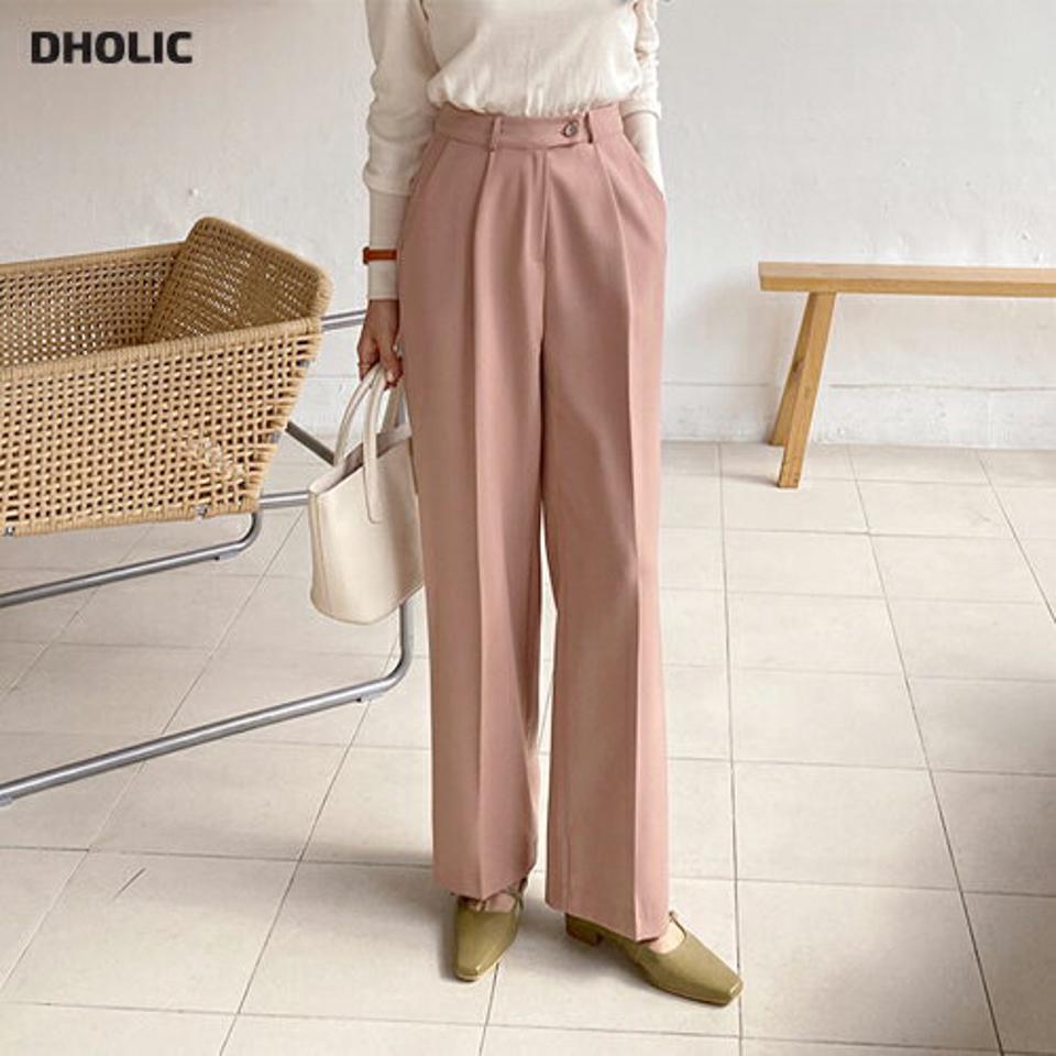 ≪人気商品再入荷≫タックワイドスラックス・全3色・t64981 レディース 【pt】韓国ファッション ボトムス パンツ スラックス ワイドスラックス 美脚 タック ベルトループ オフィスカジュアル ハイウエスト カラーパンツ 高見え スクールガール 無地 秋 冬