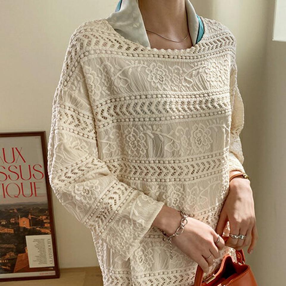 レースミディワンピース・全2色・b67050 レディース 【ops】【ワンピース ミディ丈 ミディワンピース 総レース レース フェミニン 長袖 半端丈 可愛い かわいい 大人 秋 冬 春 韓国 ファッション】【ハイホリHIHOLLI】