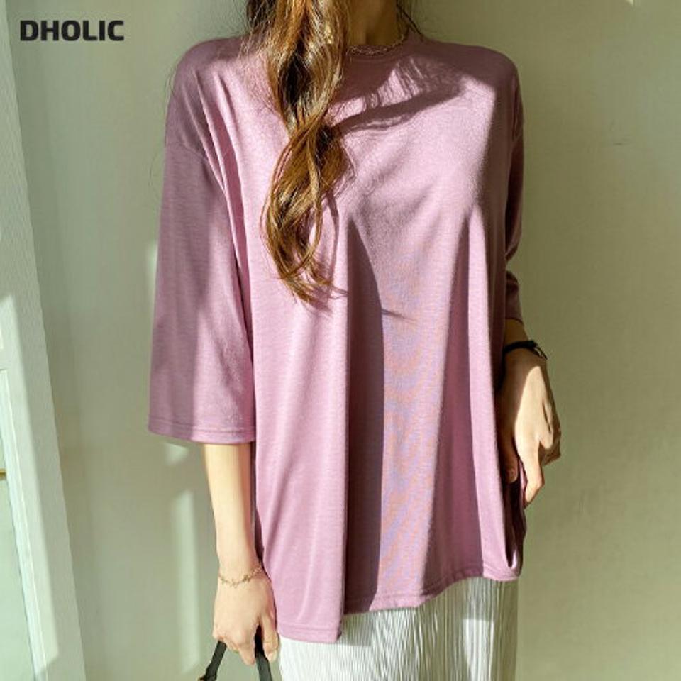 ルーズラウンドTシャツ・全4色・b67043 レディース 【tops】【トップス Tシャツ 七分丈 七分袖 7分丈 7分袖 ルーズ ゆったり 単色 無地 シンプル カジュアル ラフ 秋 冬 韓国 ファッション】【ハイホリHIHOLLI】【BT】