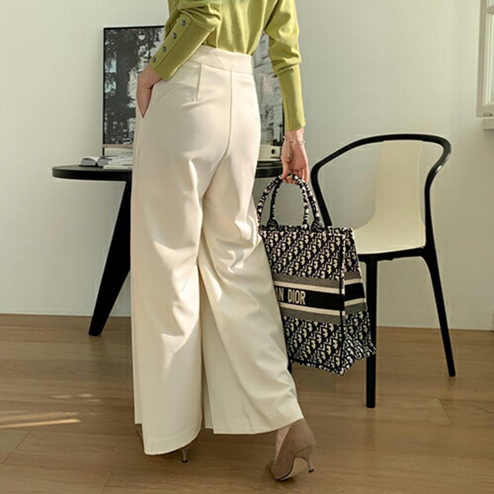 【只今10%OFF】プリーツワイドパンツ・全2色・b67081 レディース 【pt】【パンツ ズボン ロングパンツ ワイド ワイドパンツ プリーツ プリーツパンツ 単色 無地 シンプル カジュアル 大人 秋 冬 韓国 ファッション】【ハイホリHIHOLLI】