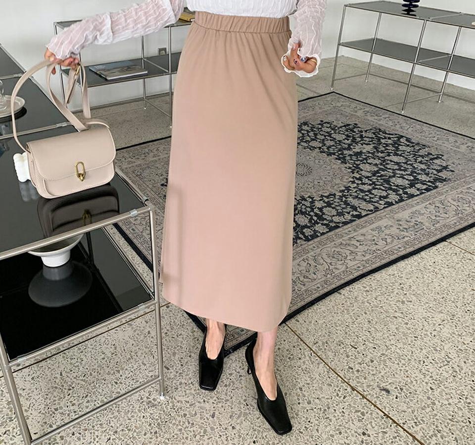 イージーマーメイドスカート・全4色・b64987 レディース 【sk】【韓国 ファッション ボトムス スカート ロング ロングスカート マーメイド ウエストゴム Aライン カジュアル 体型カバー フェミニン デイリー 秋 冬】
