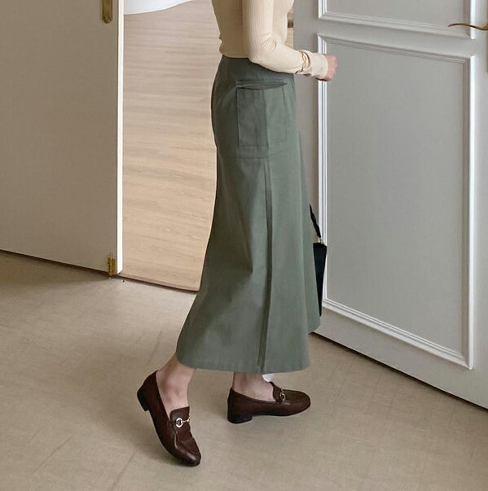 サイドポケットスカート・全3色・t62903 レディース 【sk】【韓国 ファッション ボトムス スカート ロング ロングスカート Aライン バックファスナー ナチュラル フレア スリット ボリューム カジュアル 体型カバー フェミニン デイリー 秋 冬】