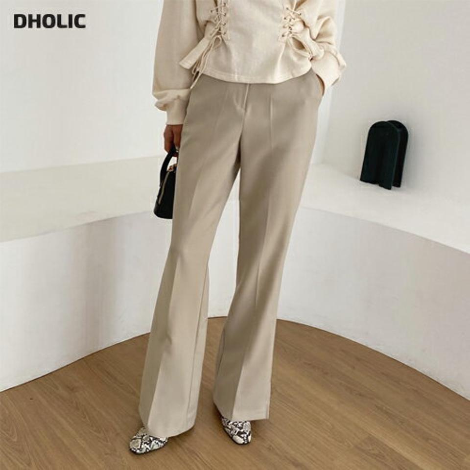 サイドスリットスラックス・全4色・t62886 レディース 【pt】【韓国 ファッション ボトムス パンツ スラックス ロング スリム ベーシック スリット ハイウエスト 足長 細身 10分丈 十分丈 ストレート カジュアル 無地 秋 冬】