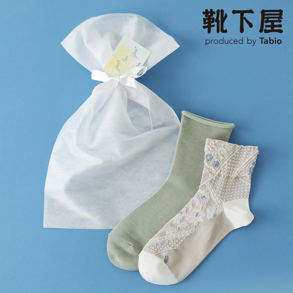 【あす楽】【靴下屋】 【WEB限定】JUST FOR YOU(ミント) / 靴下 タビオ Tabio くつ下 クルー セット ギフト プレゼント ホワイトデー レディース 日本製