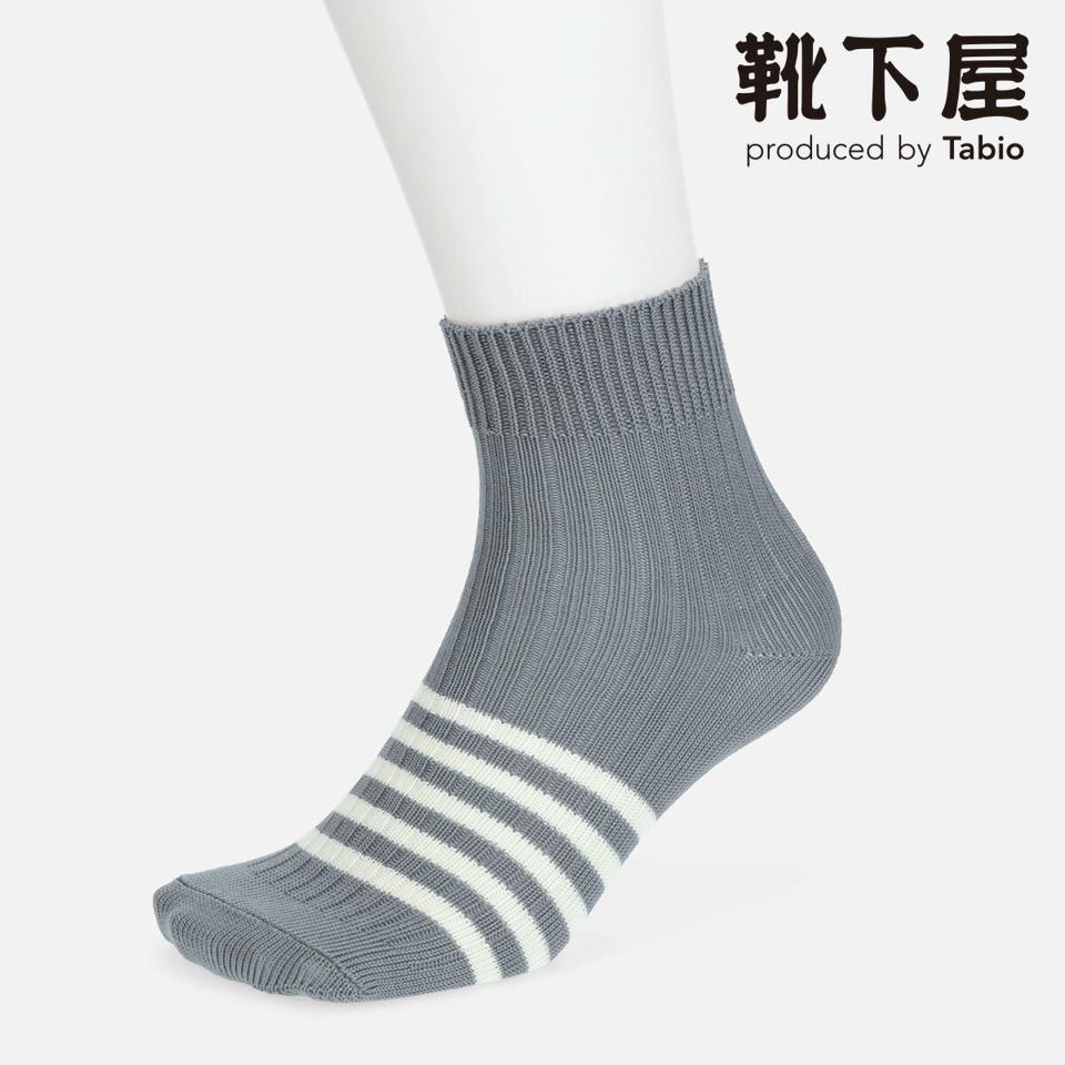 【あす楽】【Tabio MEN】 メンズ リブ足底ボーダーショートソックス / 靴下屋 靴下 タビオ くつ下 ショート メンズ 日本製
