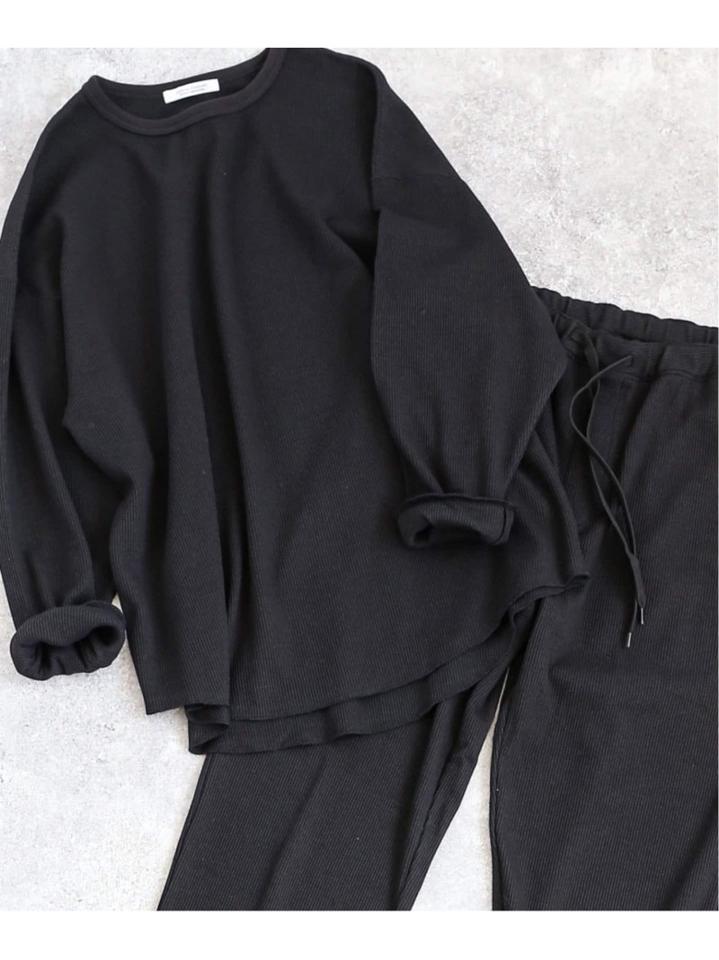 【ロンT+パンツ+巾着袋3点セット】T/Cワッフル ホームウェア セットアップ