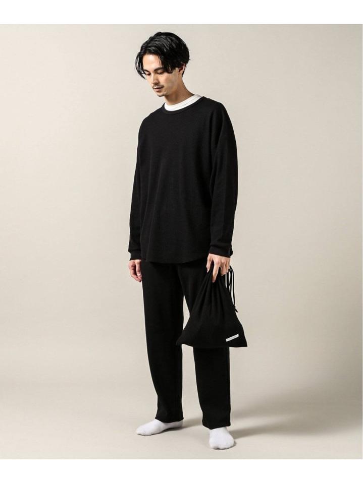 【ロンT+パンツ+巾着袋3点セット】T/Cワッフル ホームウェア セットアップ