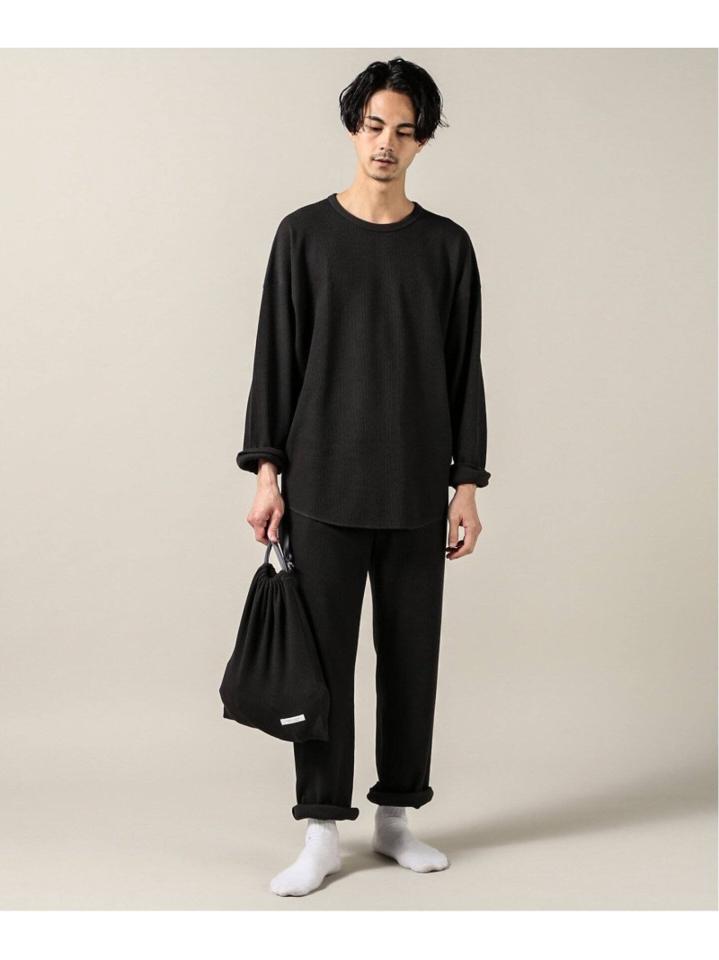 【ロンT+パンツ+巾着袋3点セット】T/Cワッフル ホームウェア セットアップ