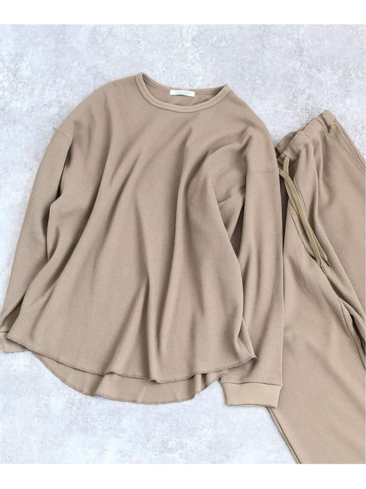 【ロンT+パンツ+巾着袋3点セット】T/Cワッフル ホームウェア セットアップ