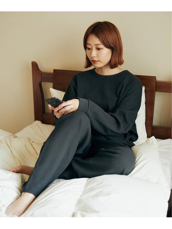 【ロンT+パンツ+巾着袋3点セット】T/Cワッフル ホームウェア セットアップ