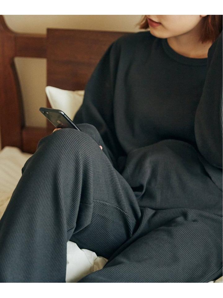 【ロンT+パンツ+巾着袋3点セット】T/Cワッフル ホームウェア セットアップ