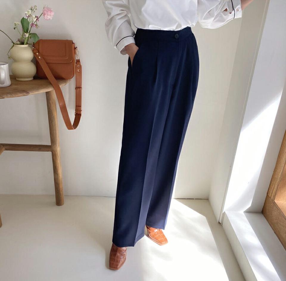 タックワイドスラックス・全3色・t56928 レディース 【pt】【韓国 ファッション ボトムス パンツ スラックス ワイドスラックス 美脚 タック ベルトループ オフィスカジュアル ハイウエスト 無地 体型カーバー 秋 春】