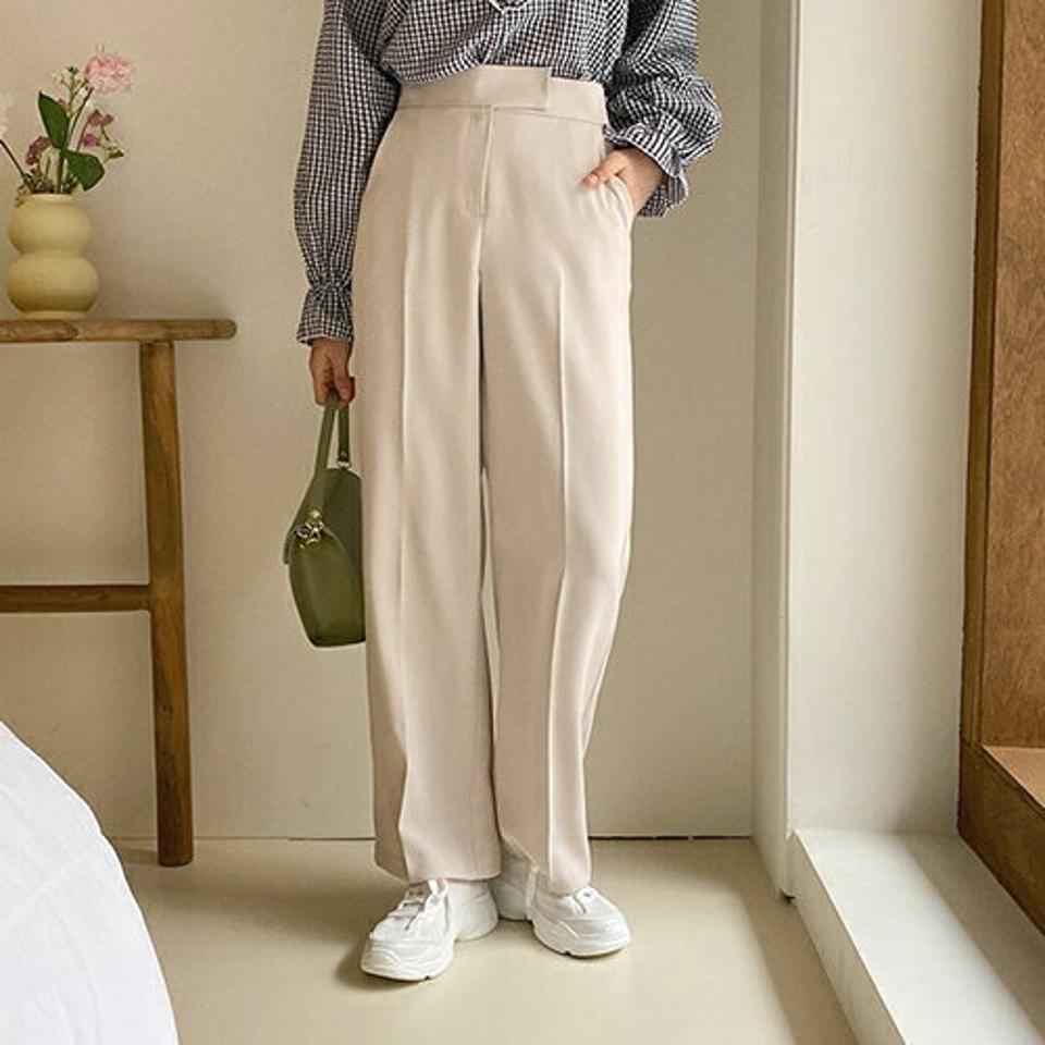 ワイドスラックス・全3色・t63272 レディース 【pt】【韓国 ファッション ボトムス パンツ ロング ロングパンツ ワイドスラック スラックスパンツ ワイド ルーズ ゆったり 10分丈 十分丈 カジュアル デイリー 秋 春】【NIJU】