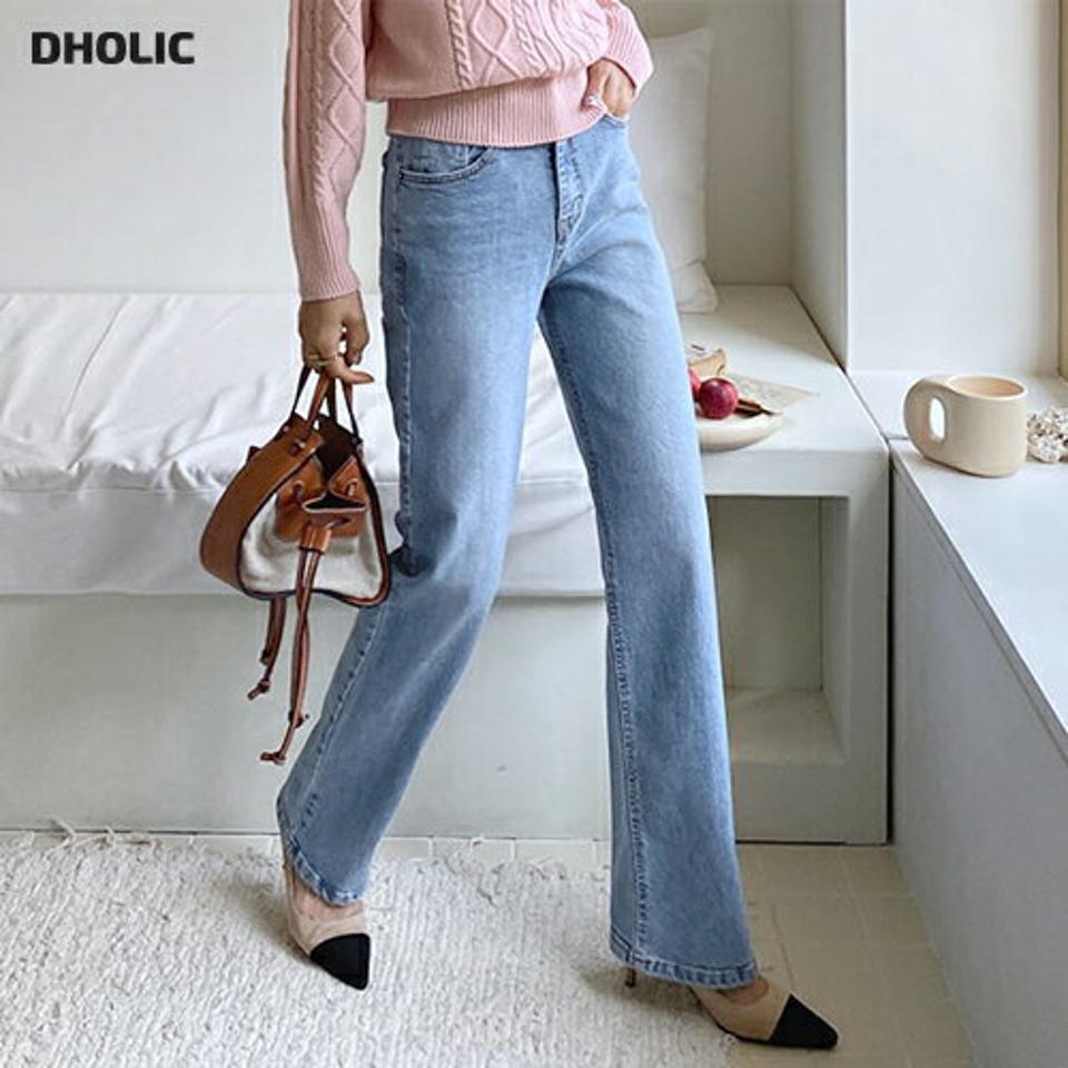 ハイウエストロングデニムパンツ・全1色・t56922 レディース 【pt】【韓国 ファッション ボトムス パンツ ロング デニム ハイウエスト デニムパンツ フィット ベルトループ スリム ストレート 美脚 10分丈 十分丈 カジュアル デイリー 秋 春】