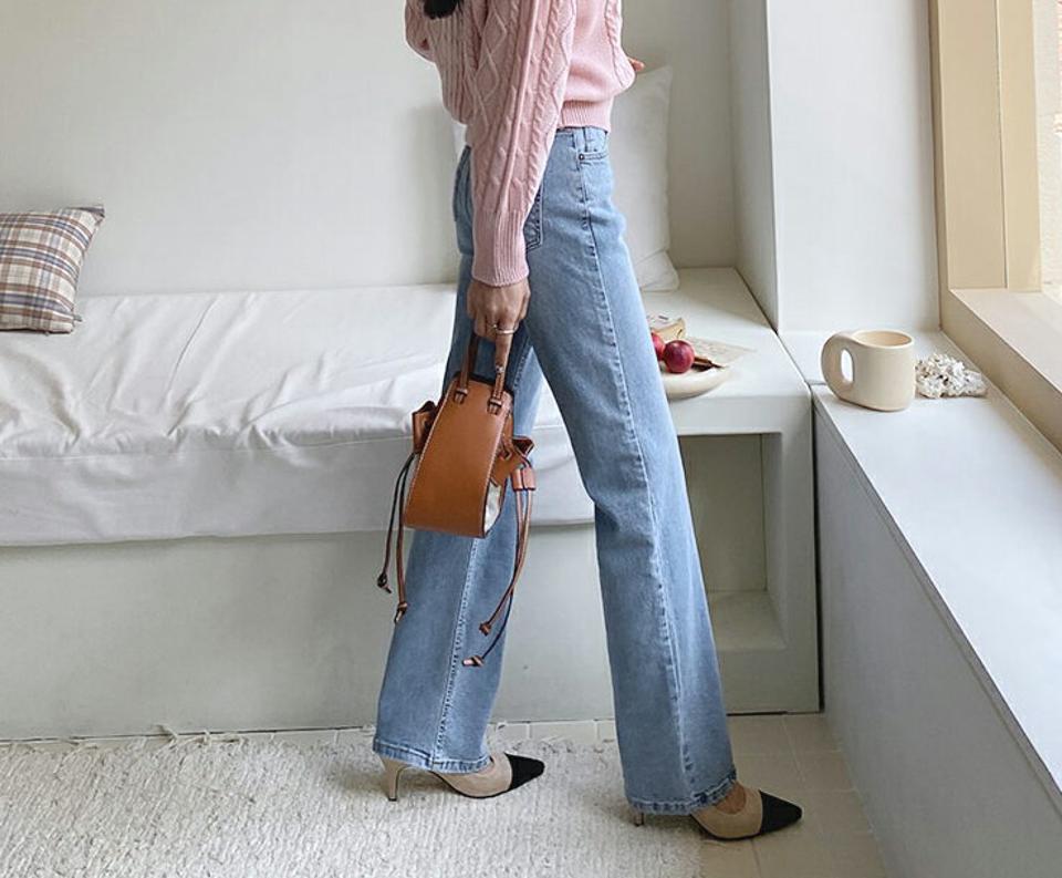 ハイウエストロングデニムパンツ・全1色・t56922 レディース 【pt】【韓国 ファッション ボトムス パンツ ロング デニム ハイウエスト デニムパンツ フィット ベルトループ スリム ストレート 美脚 10分丈 十分丈 カジュアル デイリー 秋 春】