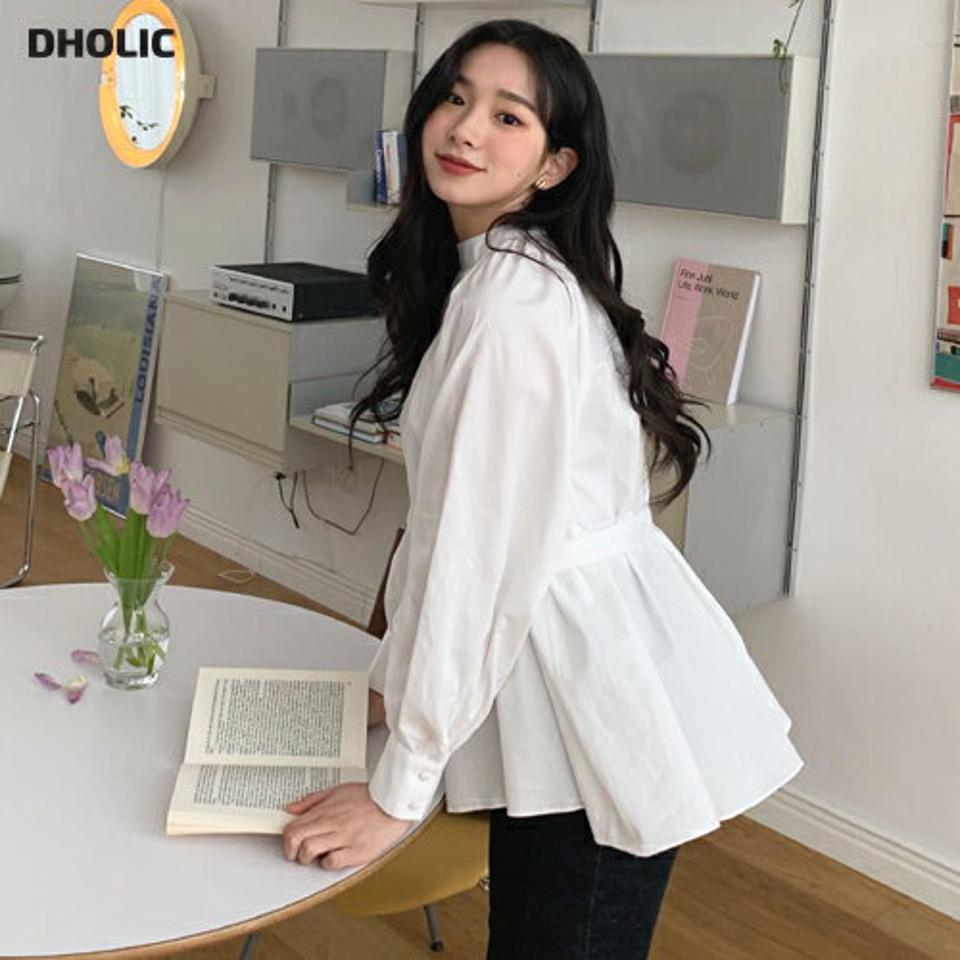 ストラップ付ラグランブラウス・全2色・t63245 レディース 【bl】【韓国 ファッション トップス ブラウス 長袖 上品 ラグランスリーブ ギャザー ウエストストラップ ロングブラウス 体型カバー 細身 カジュアル デイリー 秋 春】【NIJU】