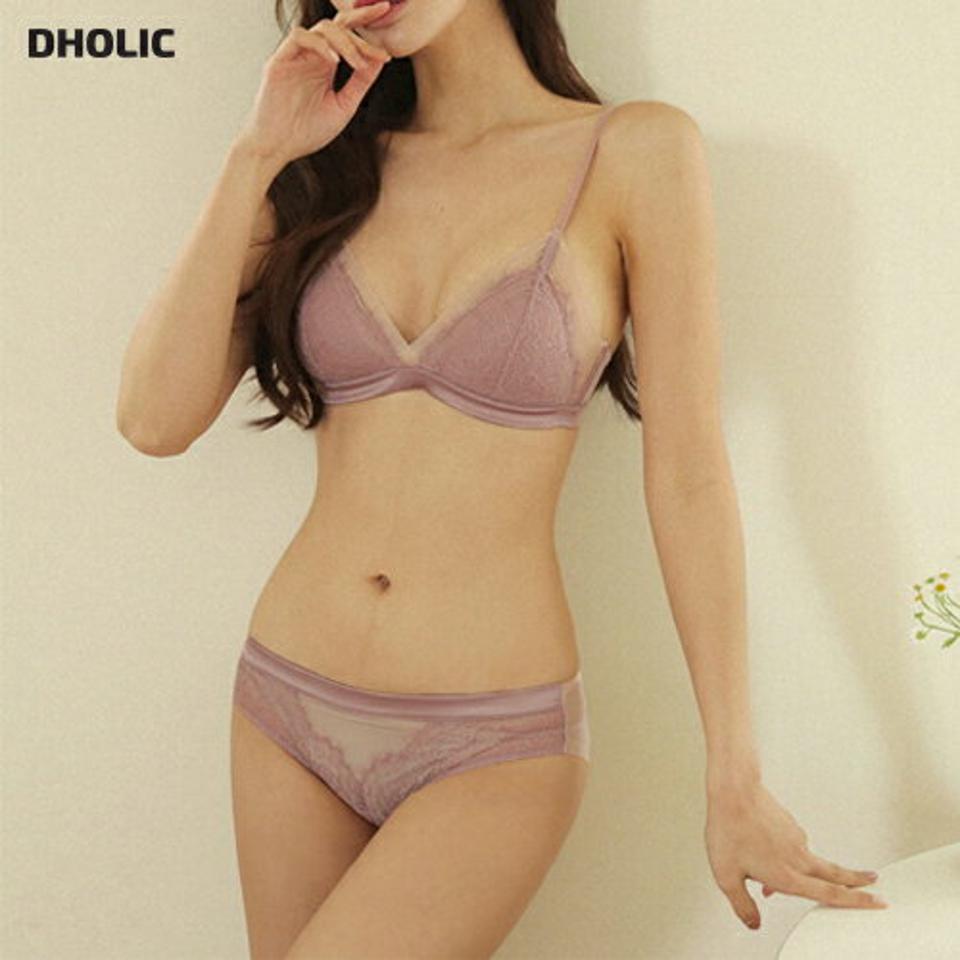 マットサテン配色ブラ&ショーツSET・全3色・e44497 レディース 【uw】 韓国 ファッション アンダーウェア ランジェリー 下着 セット ブラジャー ブラ ショーツ パンツ マット サテン パターン レース ノンワイヤー 大人 上品 秋 春