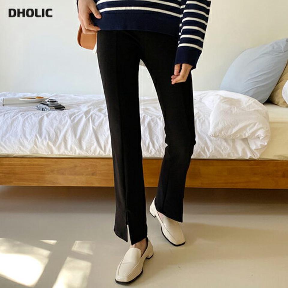 【只今10%OFF】スリットフレアパンツ・全3色・a63226 レディース 【pt】【韓国 ファッション ボトムス パンツ ロング ブーツカットパンツ ウエストゴム ブーツカット トレンディ 体型カーバー スリット スリム 10分丈 十分丈 秋 春】【NIJU】