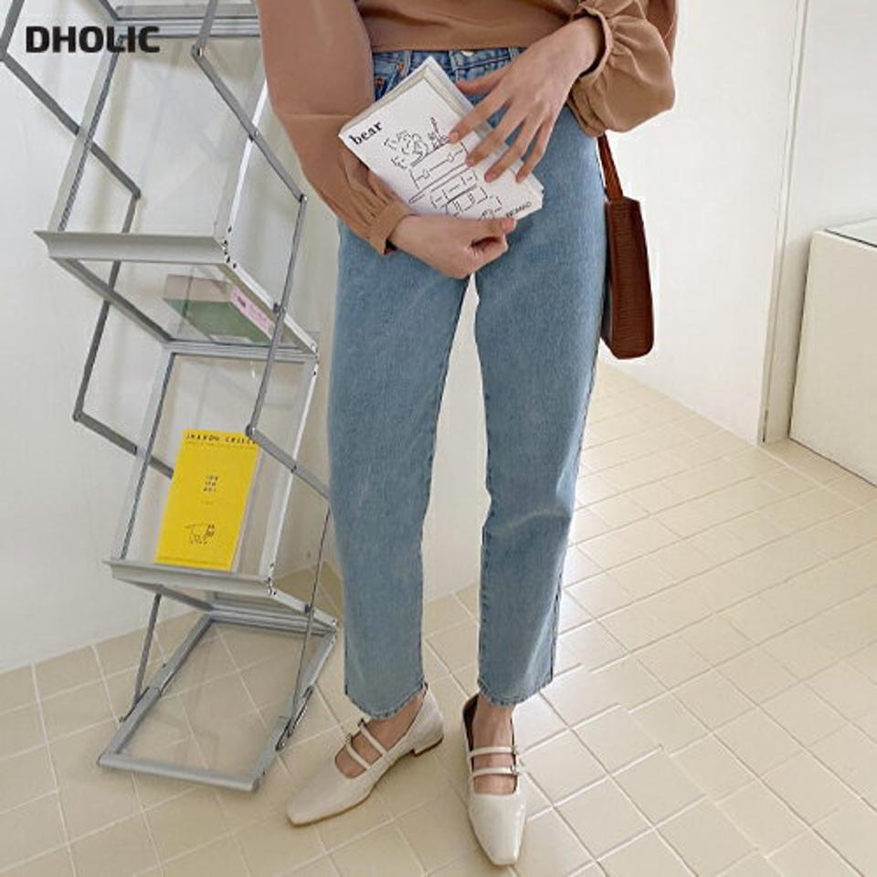 ライトブルーストレートデニムパンツ・全1色・t63228 レディース 【pt】【韓国 ファッション ボトムス パンツ ロング デニム ウォッシング デニムパンツ ハイウエスト ベルトループ スリム ストレート 美脚 10分丈 十分丈 カジュアル デイリー 秋 春】【NIJU】