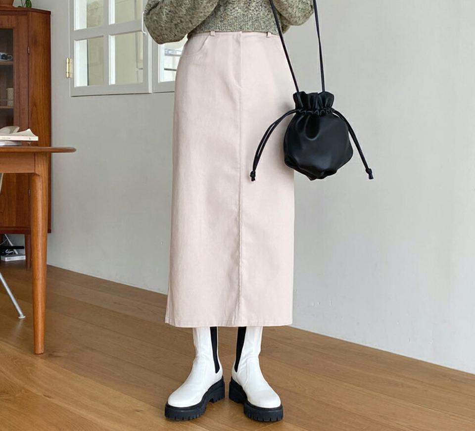 ボタンスリットスカート・全3色・t63247 レディース 【sk】【韓国 ファッション ボトムス スカート ロング ロングスカート スリット シンプル ガーリー ベルトループ カジュアル デイリー 秋 春】【NIJU】