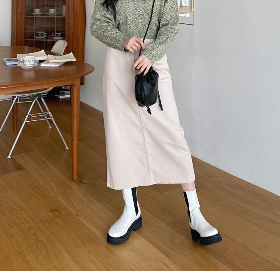 ボタンスリットスカート・全3色・t63247 レディース 【sk】【韓国 ファッション ボトムス スカート ロング ロングスカート スリット シンプル ガーリー ベルトループ カジュアル デイリー 秋 春】【NIJU】