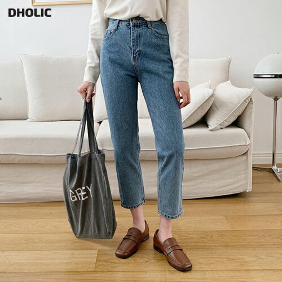 ストレートデニムパンツ・全1色・t63244 レディース 【pt】【韓国 ファッション ボトムス パンツ ロング デニム ウォッシング デニムパンツ ハイウエスト ベルトループ スリム ストレート 美脚 10分丈 十分丈 カジュアル デイリー 秋 春】【NIJU】