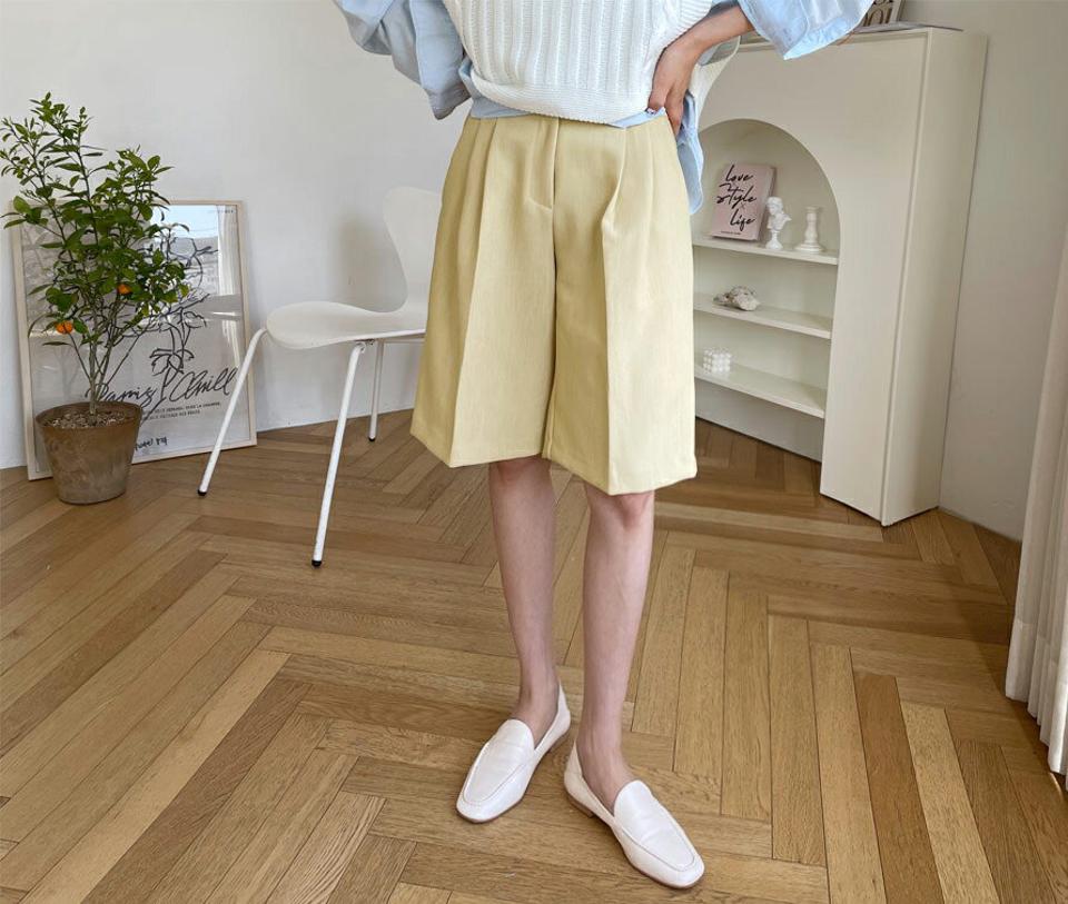 ハーフスラックス・全4色・t61654 レディース 【pt】【韓国 ファッション ボトムス パンツ ハーフスラックス スラックス ワイド ショート ハーフ丈 ボリューム サイドポケット 無地 ルーズ 秋 春】