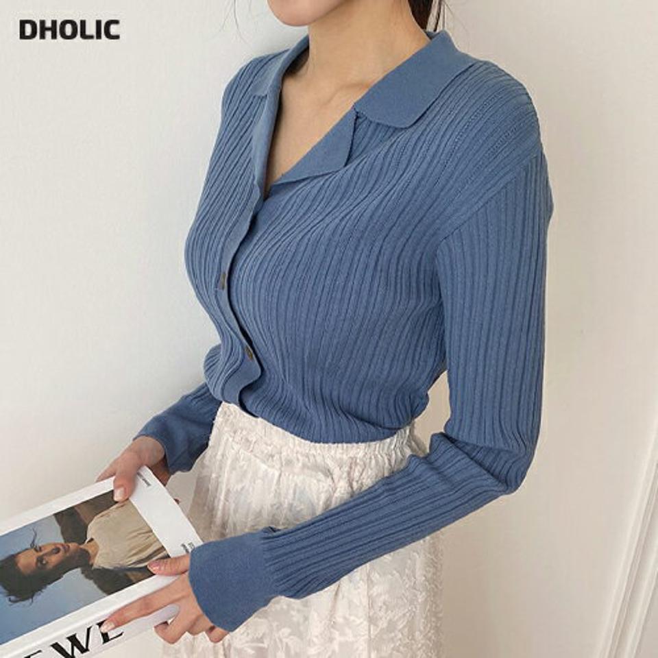 【只今10%OFF】リブボタンカラーニット・全3色・t67110 レディース 【tops】【トップス ニット ニットトップス 長袖 リブ リブニット 大人 スリム 秋 春 韓国 ファッション】【ハイホリHIHOLLI】
