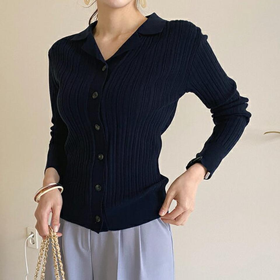 【只今10%OFF】リブボタンカラーニット・全3色・t67110 レディース 【tops】【トップス ニット ニットトップス 長袖 リブ リブニット 大人 スリム 秋 春 韓国 ファッション】【ハイホリHIHOLLI】