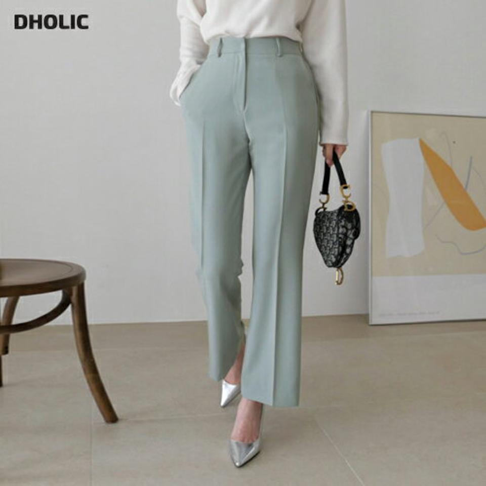 バックゴムストレートスラックス・全3色・t67085 レディース 【pt】【スラックス パンツ ズボン ロングパンツ ストレートパンツ ストレート 単色 無地 シンプル 大人 オフィスカジュアル きれいめ 秋 春 韓国 ファッション】【ハイホリHIHOLLI】