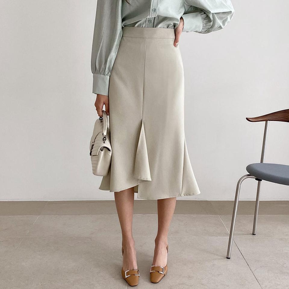 スリットマーメイドスカート・全3色・b67092 レディース 【sk】【スカート ミディ丈 ミディスカート マーメイド マーメイドスカート フェミニン スリット オフィスカジュアル 上品 大人 きれいめ 秋 春 韓国 ファッション】【ハイホリHIHOLLI】