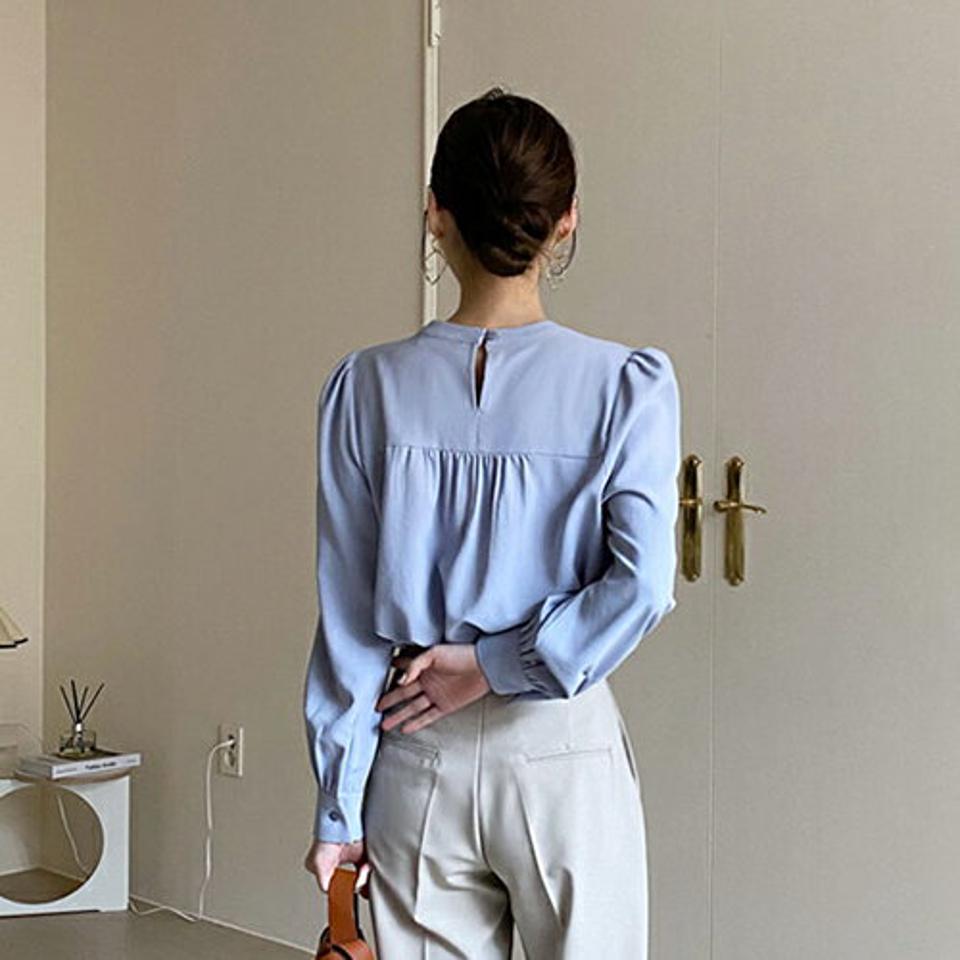 スカラップラインブラウス・全3色・b67106 レディース 【bl】【トップス ブラウス 長袖 スカラップ フェミニン かわいい 可愛い 単色 シンプル 秋 春 韓国 ファッション】【ハイホリHIHOLLI】