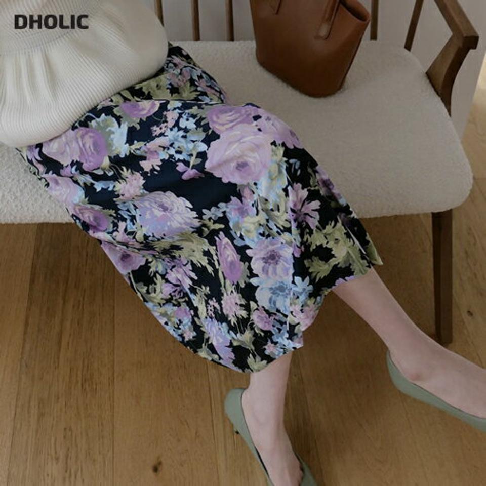 バックゴム花柄スカート・全3色・t67088 レディース 【sk】【スカート ロング ロングスカート 花柄 フラワー 大人 秋 春 韓国 ファッション】【ハイホリHIHOLLI】