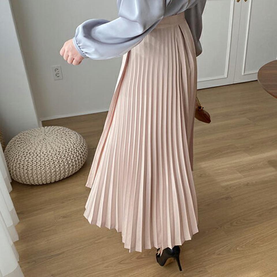 ダブルプリーツスカート・全3色・t67143 レディース 【sk】【スカート ロング ロングスカート プリーツ プリーツスカート フェミニン シンプル 単色 大人 きれいめ 秋 春 韓国 ファッション】【ハイホリHIHOLLI】