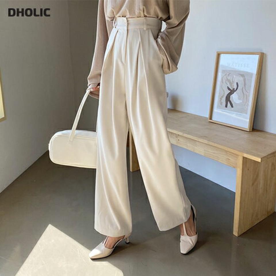 タックワイドスラックス・全3色・t61657 レディース 【pt】 韓国 ファッション ボトムス パンツ スラックス タック ボリューム ウエストゴム オフィスカジュアル カジュアル ハイウエスト 無地 体型カーバー 秋 春