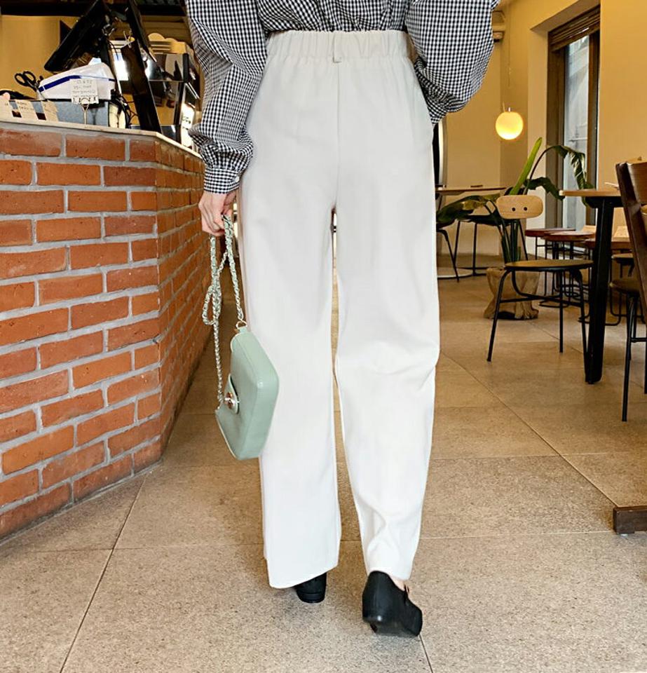 タックワイドスラックス・全3色・t61657 レディース 【pt】 韓国 ファッション ボトムス パンツ スラックス タック ボリューム ウエストゴム オフィスカジュアル カジュアル ハイウエスト 無地 体型カーバー 秋 春