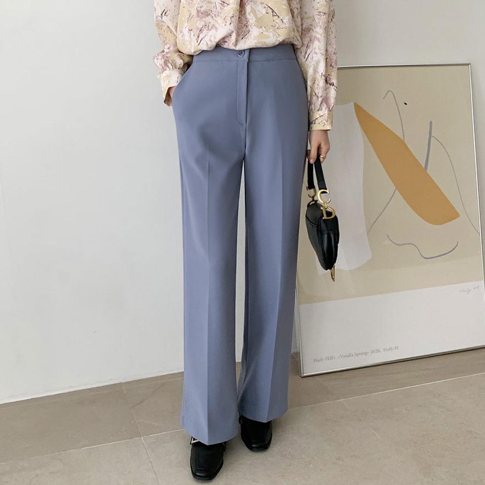 ストレートスラックスパンツ・全3色・t67089 レディース 【pt】【パンツ スラックス ロングパンツ ズボン ストレート ストレートパンツ 単色 無地 シンプル 大人 オフィスカジュアル きれいめ 春 秋 韓国 ファッション】【ハイホリHIHOLLI】