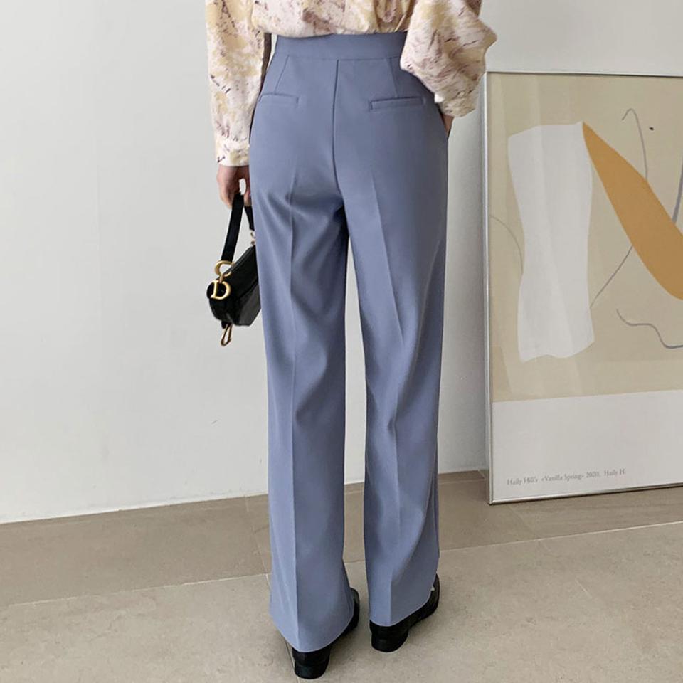 ストレートスラックスパンツ・全3色・t67089 レディース 【pt】【パンツ スラックス ロングパンツ ズボン ストレート ストレートパンツ 単色 無地 シンプル 大人 オフィスカジュアル きれいめ 春 秋 韓国 ファッション】【ハイホリHIHOLLI】