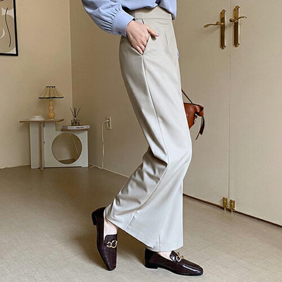 シークレットゴムワイドスラックス・全3色・b67148 レディース 【pt】【スラックス パンツ ズボン ロングパンツ ワイドスラックス ワイド 単色 無地 シンプル 大人 きれいめ オフィスカジュアル 秋 春 韓国 ファッション】【ハイホリHIHOLLI】