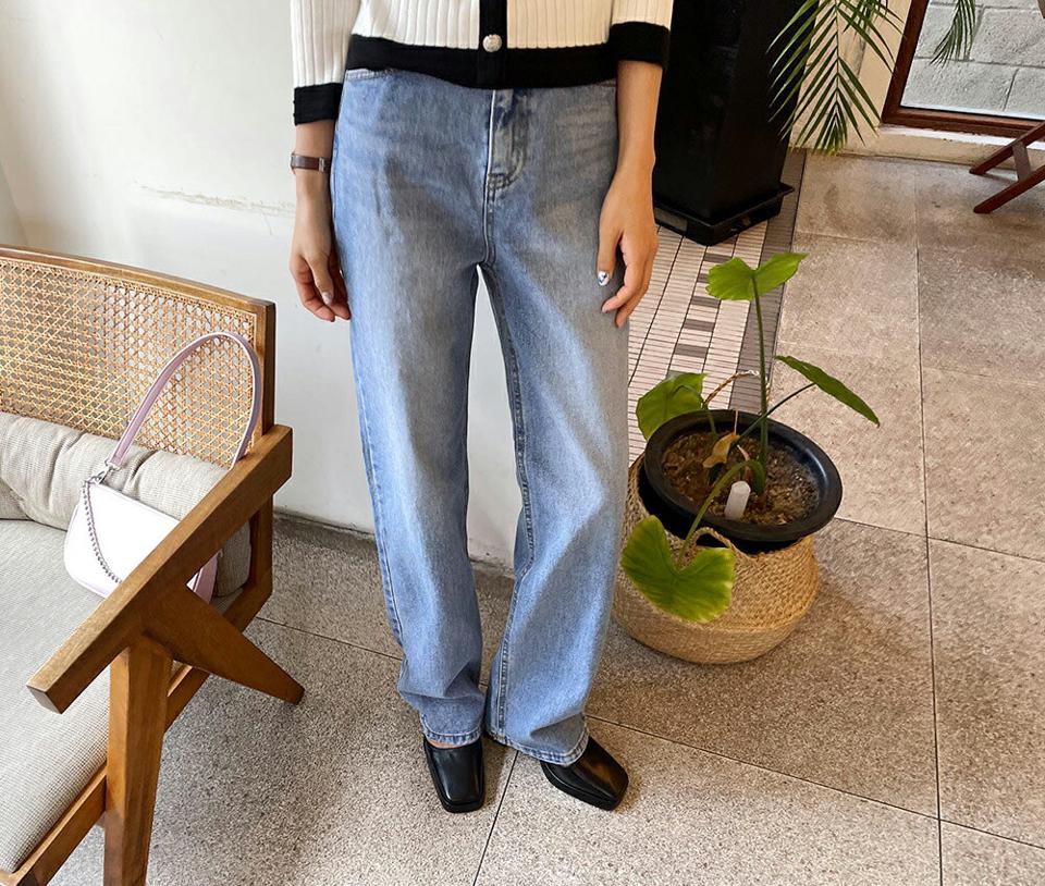 ストレートロングデニムパンツ・全2色・t61656 レディース 【pt】【韓国 ファッション ボトムス パンツ ロング デニム ハイウエスト デニムパンツ フィット ベルトループ スリム ストレート 美脚 10分丈 十分丈 カジュアル デイリー 秋 春】