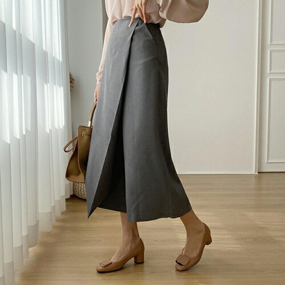 ワイドラップパンツ・全2色・t67123 レディース 【pt】【パンツ ズボン ロングパンツ ラップデザイン ラップパンツ ワイド ワイドパンツ 体型カバー 単色 無地 シック ユニーク 大人 秋 春 韓国 ファッション】【ハイホリHIHOLLI】