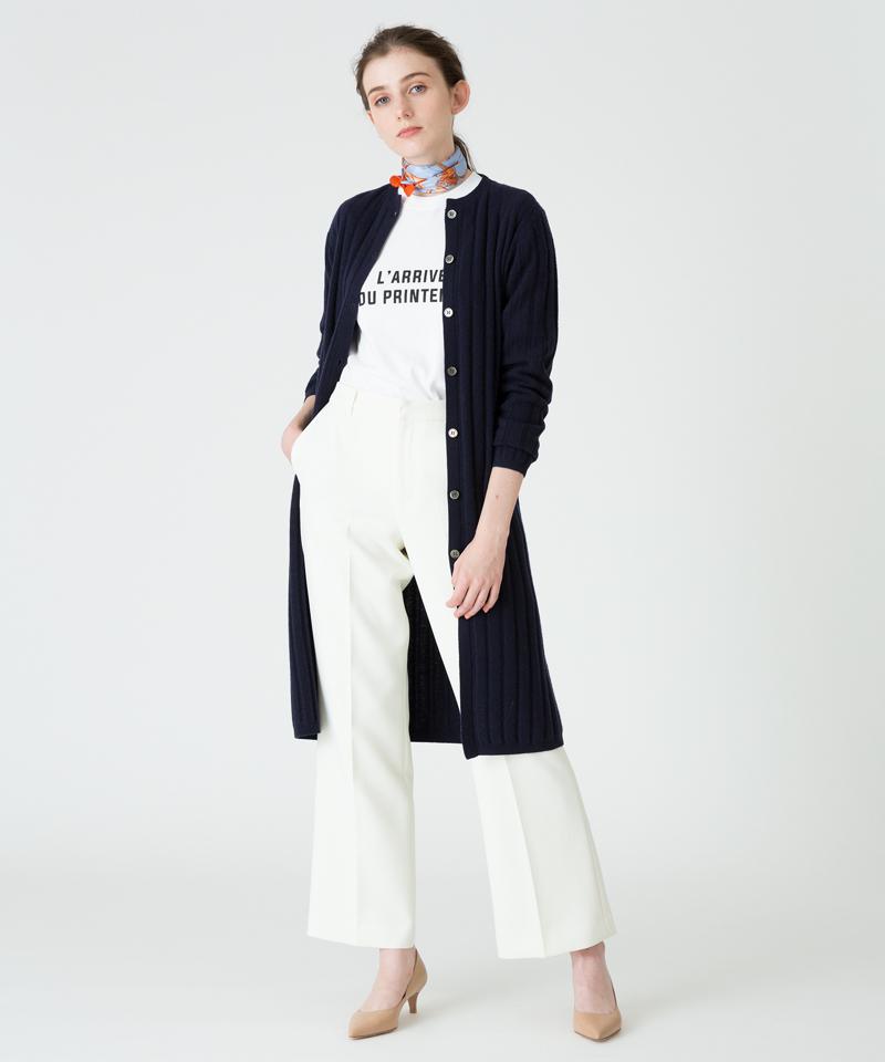 ウールカシミヤワイドリブロングカーディガン