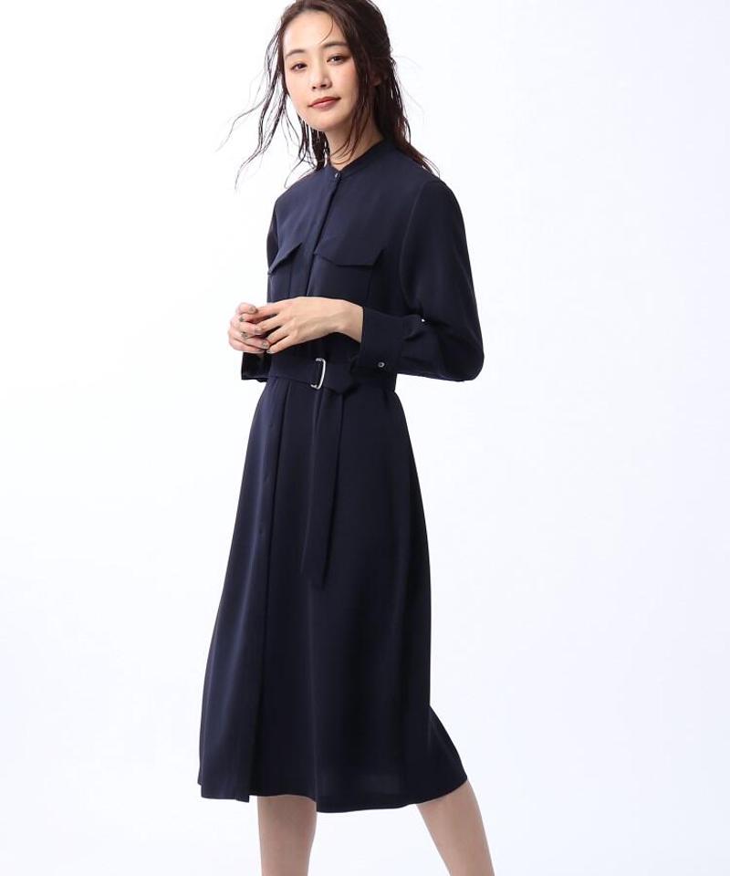 ◆バンドカラーシャツワンピース