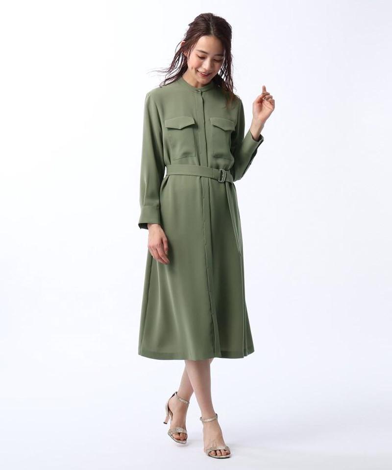 ◆バンドカラーシャツワンピース