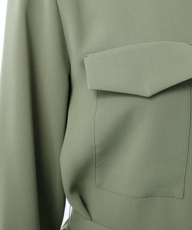 ◆バンドカラーシャツワンピース