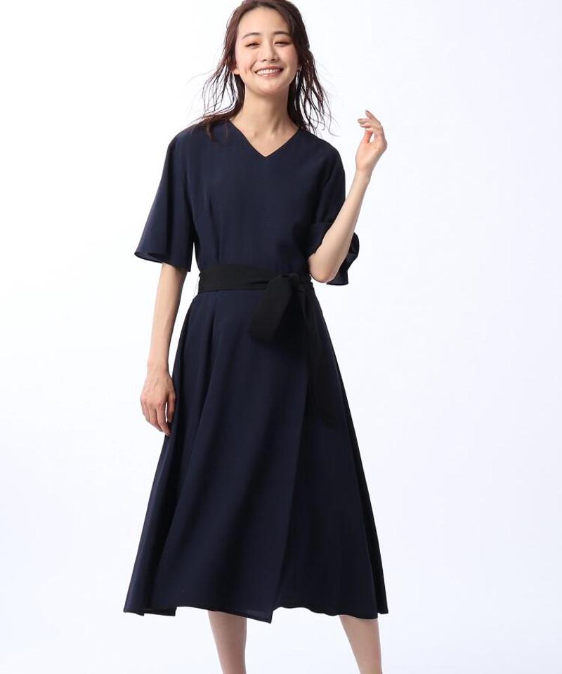 ◆袖フレアラップ風ワンピース